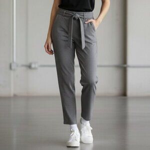 Aritzia Wilfred Jallade Pants Tie Front Heathered Grey High Rise Waist Trousers